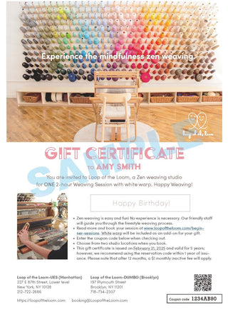 Gift Certificate for Classes (PDF)